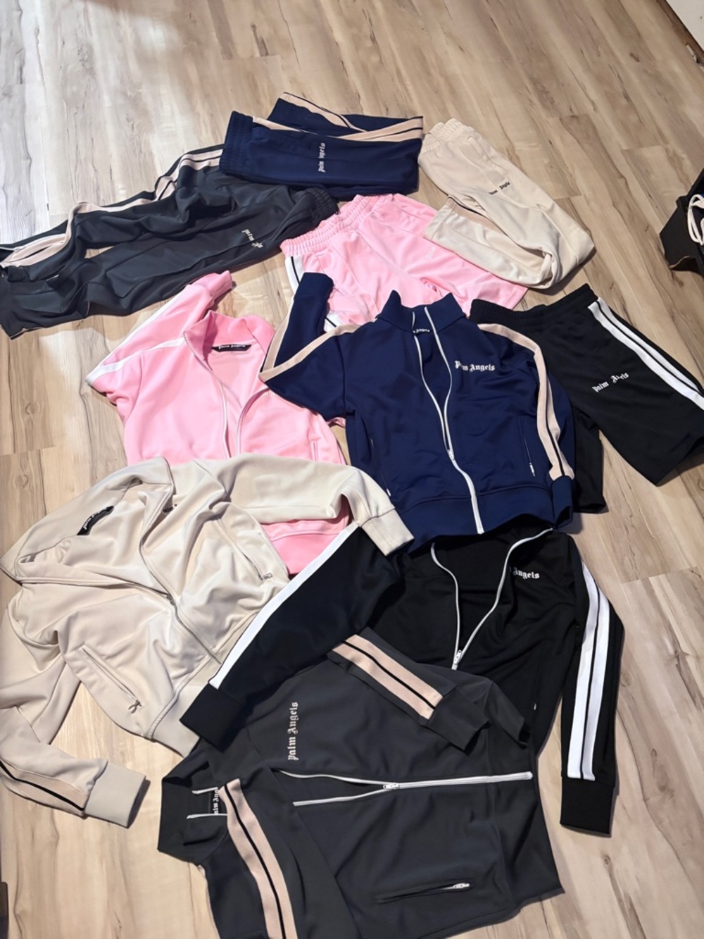 Palm Angels Multi-Color Track Jackets & Shorts Set - Navy, Pink, Black, Beige